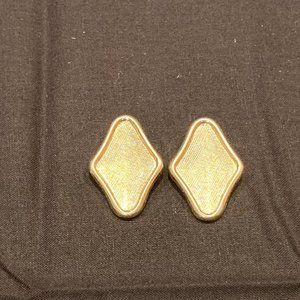 Vintage Gold Tone Diamond Shape Earrings Clip On